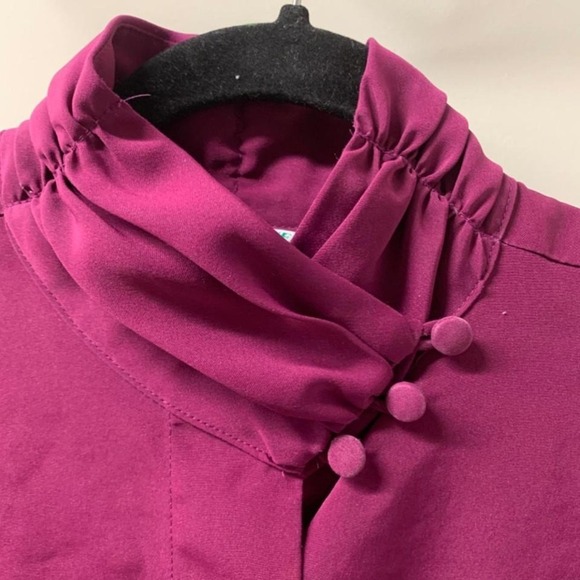 90's Retro Statement  Bold Edgy Feminine Artsy Fuchsia Blouse - Picture 6 of 10